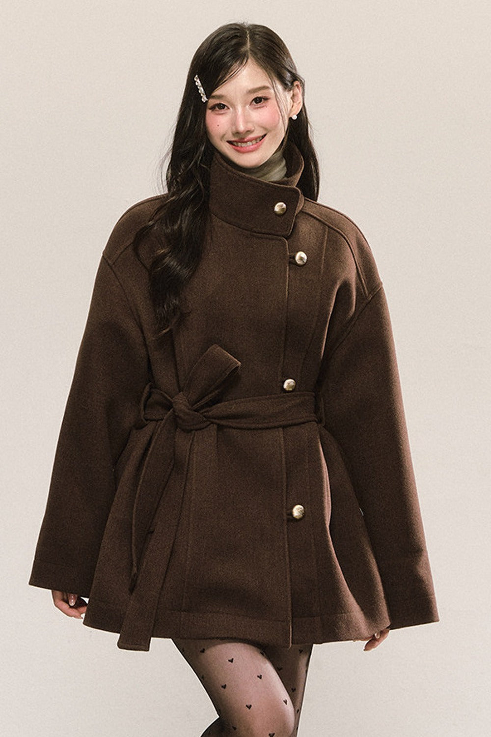 Retro Woolen Stand-Collar Coat