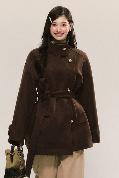 Retro Woolen Stand-Collar Coat