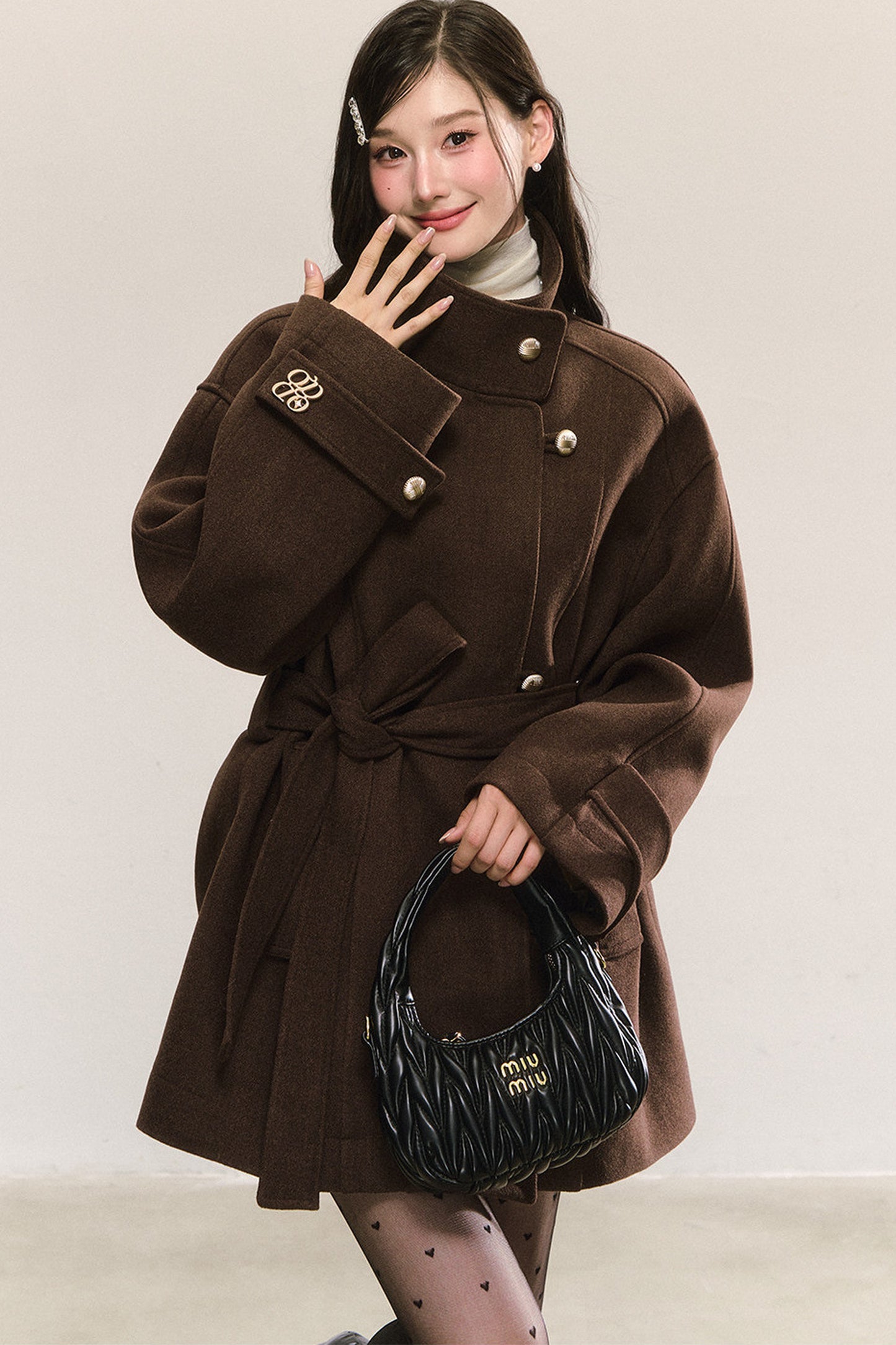 Retro Woolen Stand-Collar Coat