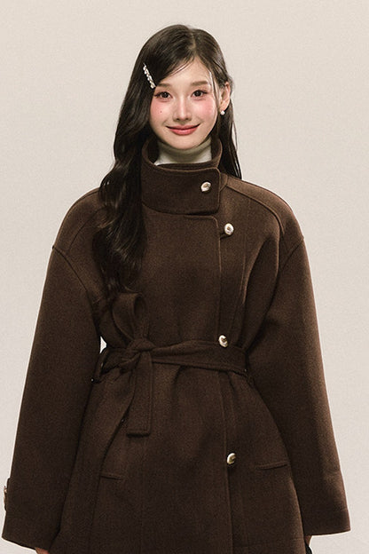 Retro Woolen Stand-Collar Coat