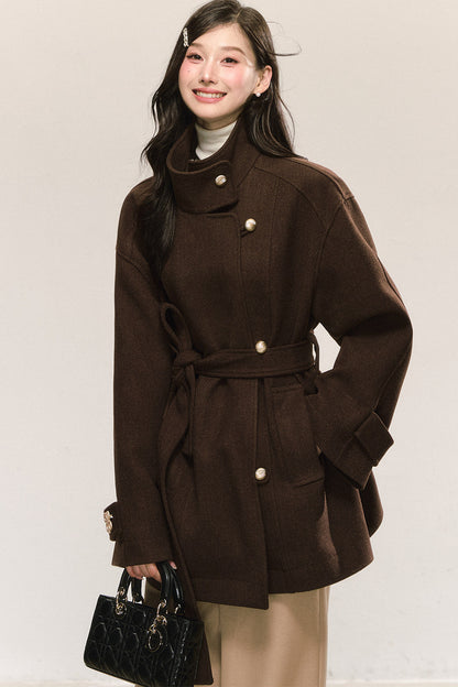 Retro Woolen Stand-Collar Coat