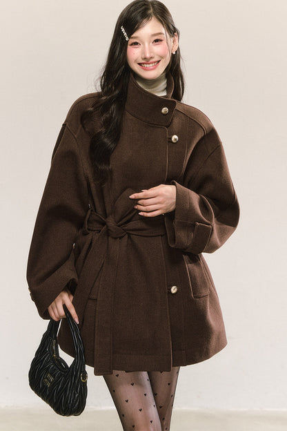 Retro Woolen Stand-Collar Coat