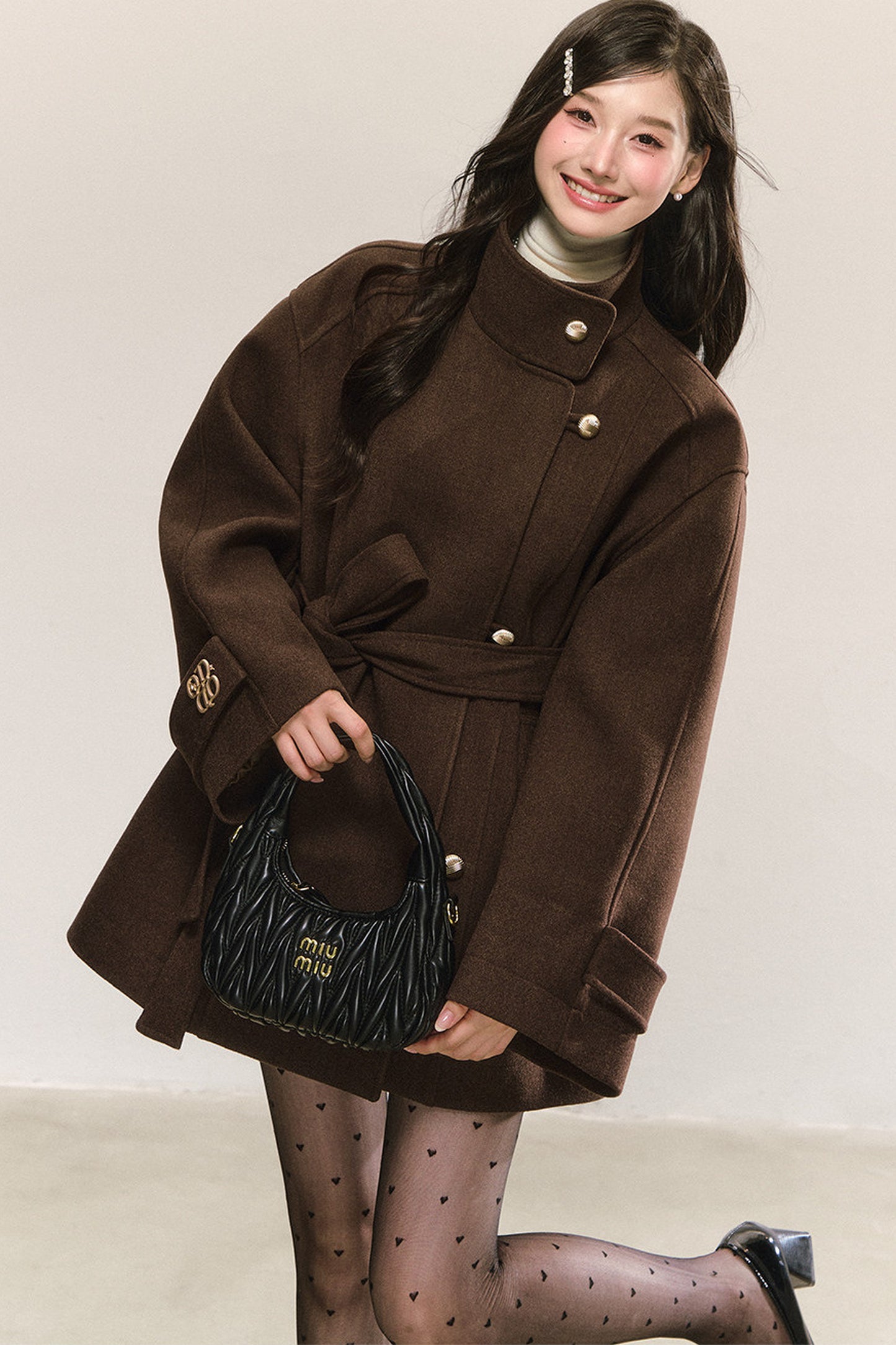 Retro Woolen Stand-Collar Coat