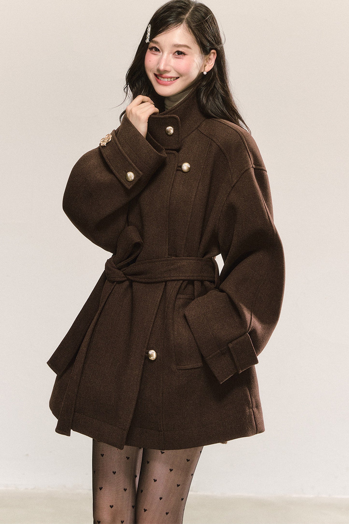 Retro Woolen Stand-Collar Coat