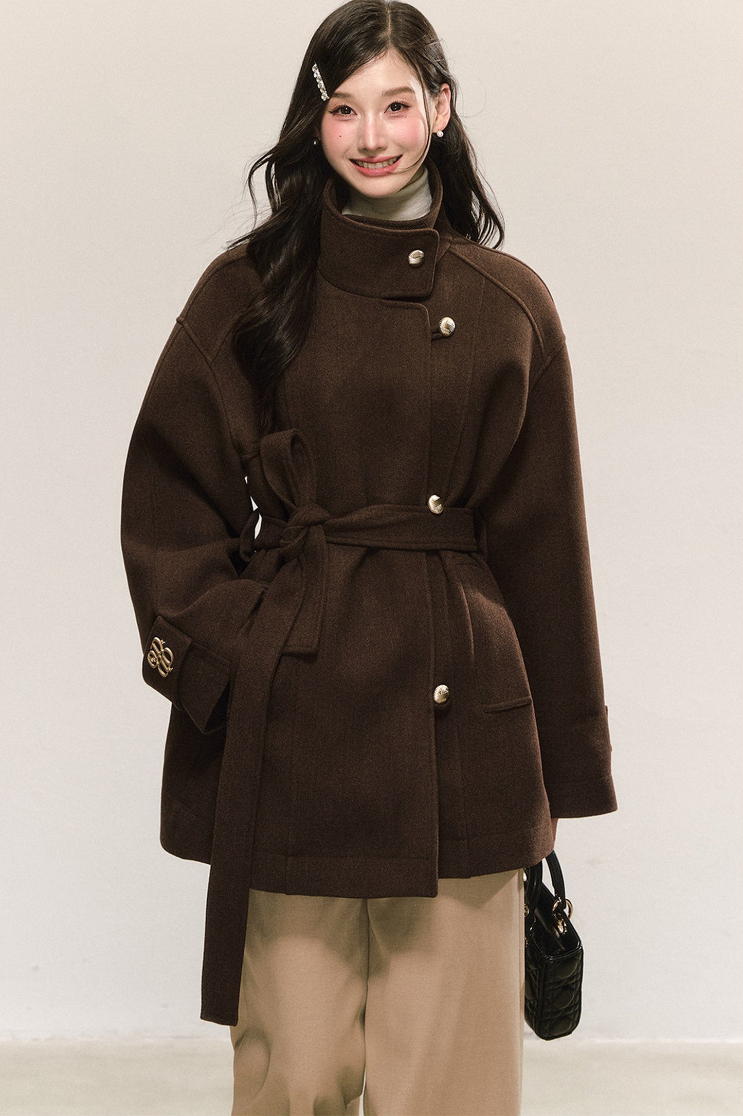 Retro Woolen Stand-Collar Coat