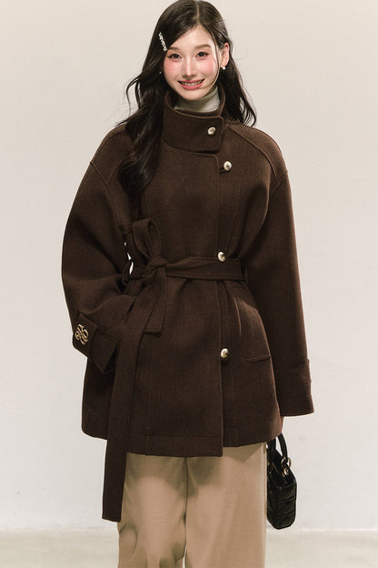 Retro Woolen Stand-Collar Coat