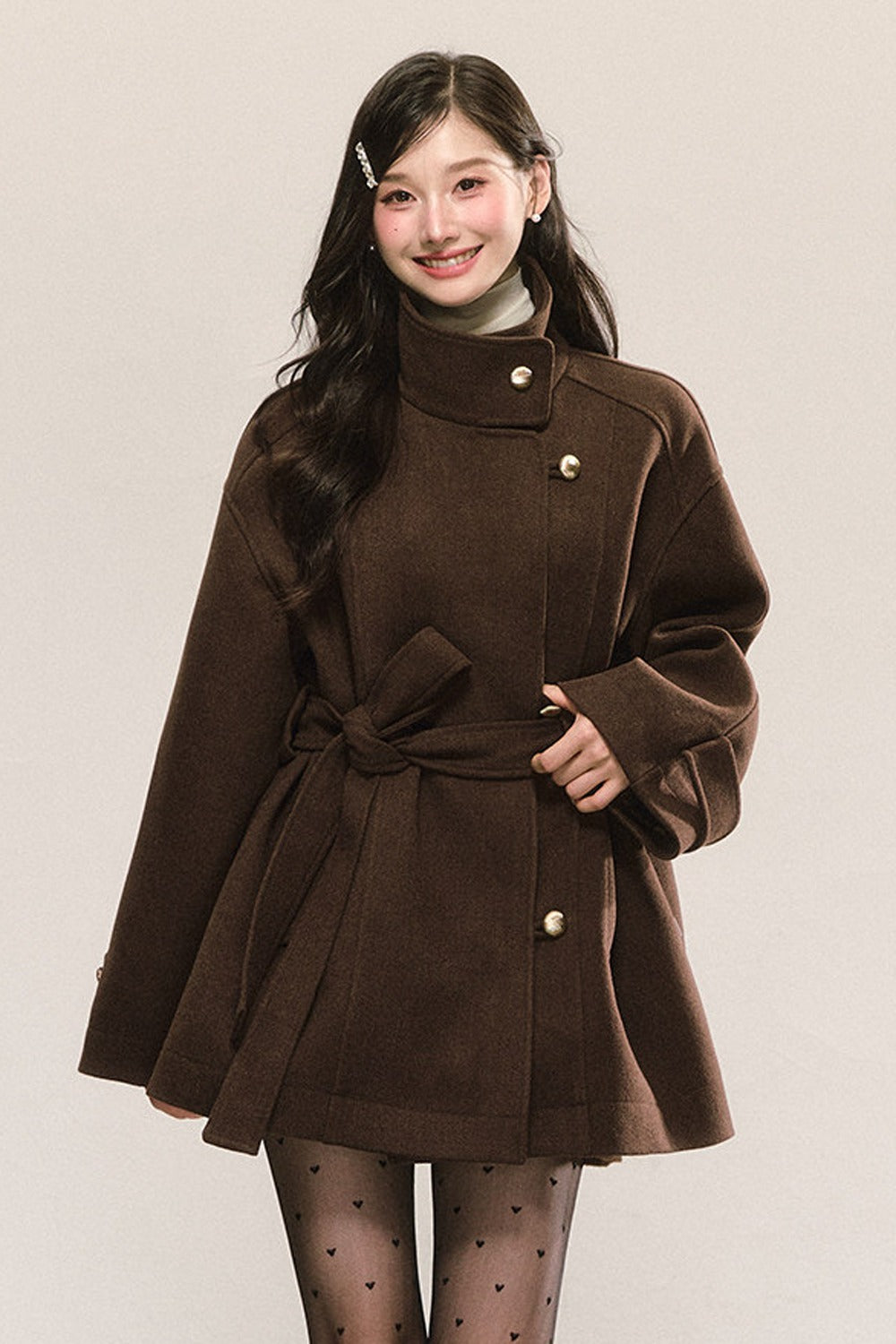 Retro Woolen Stand-Collar Coat