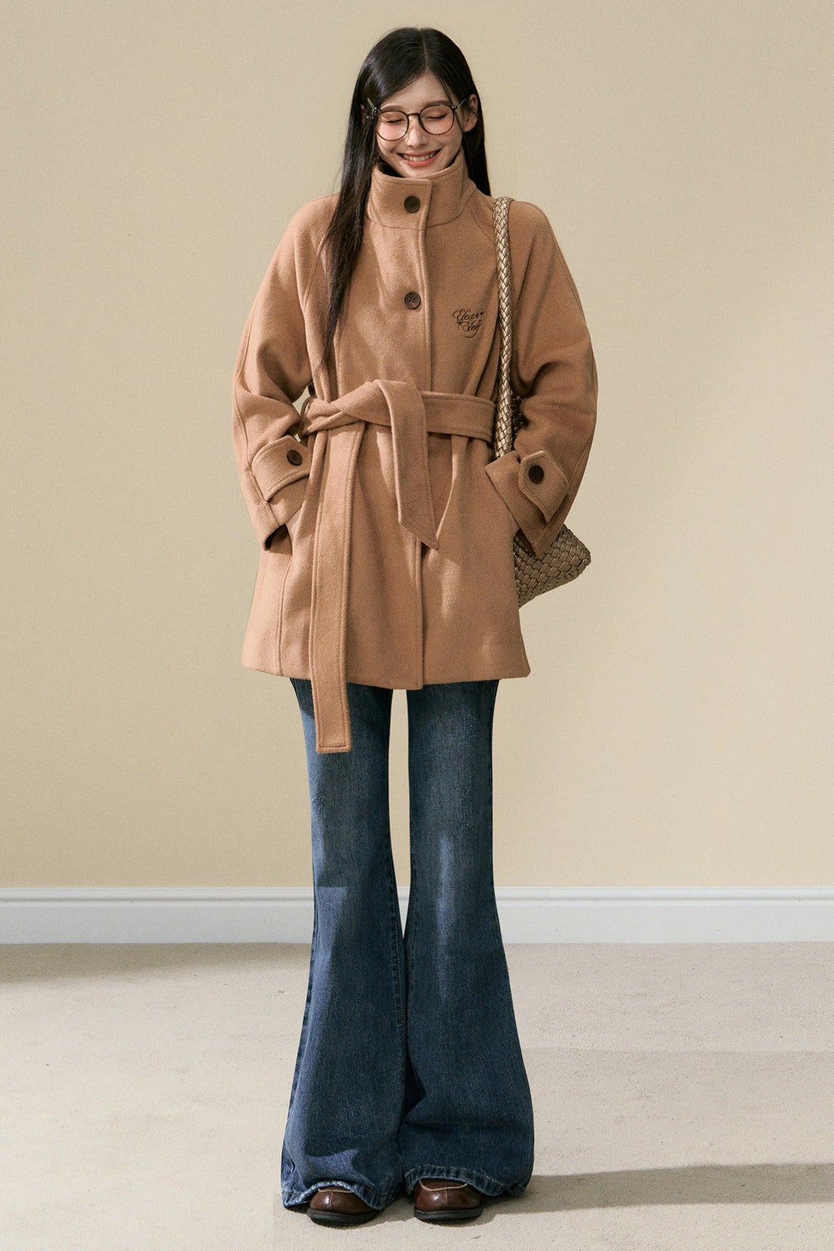 Brown Wool Embroidered Jacket and Pants Set-Up