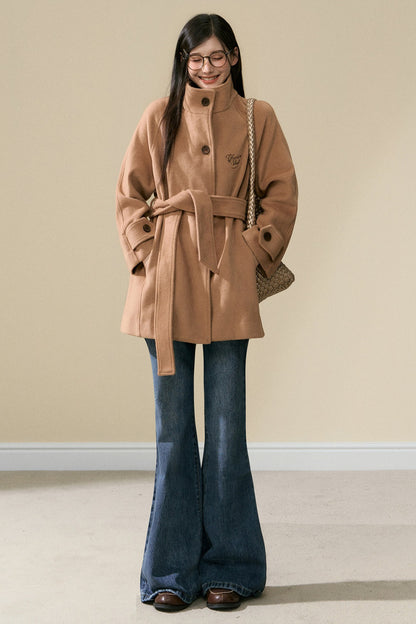 Brown Wool Embroidered Jacket and Pants Set-Up