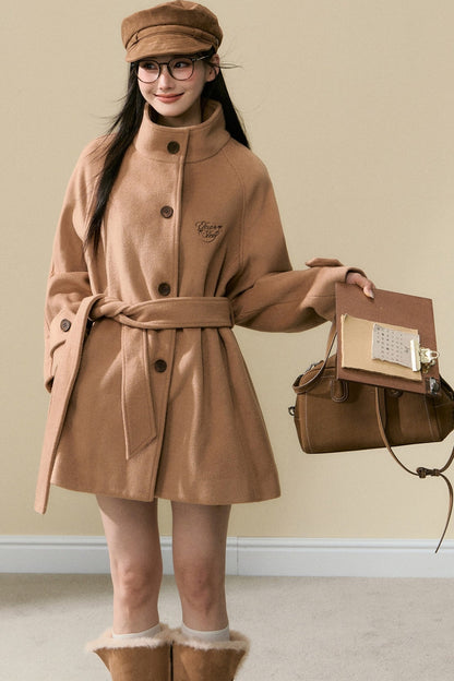 Brown Wool Embroidered Jacket and Pants Set-Up