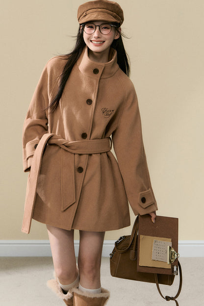 Brown Wool Embroidered Jacket and Pants Set-Up