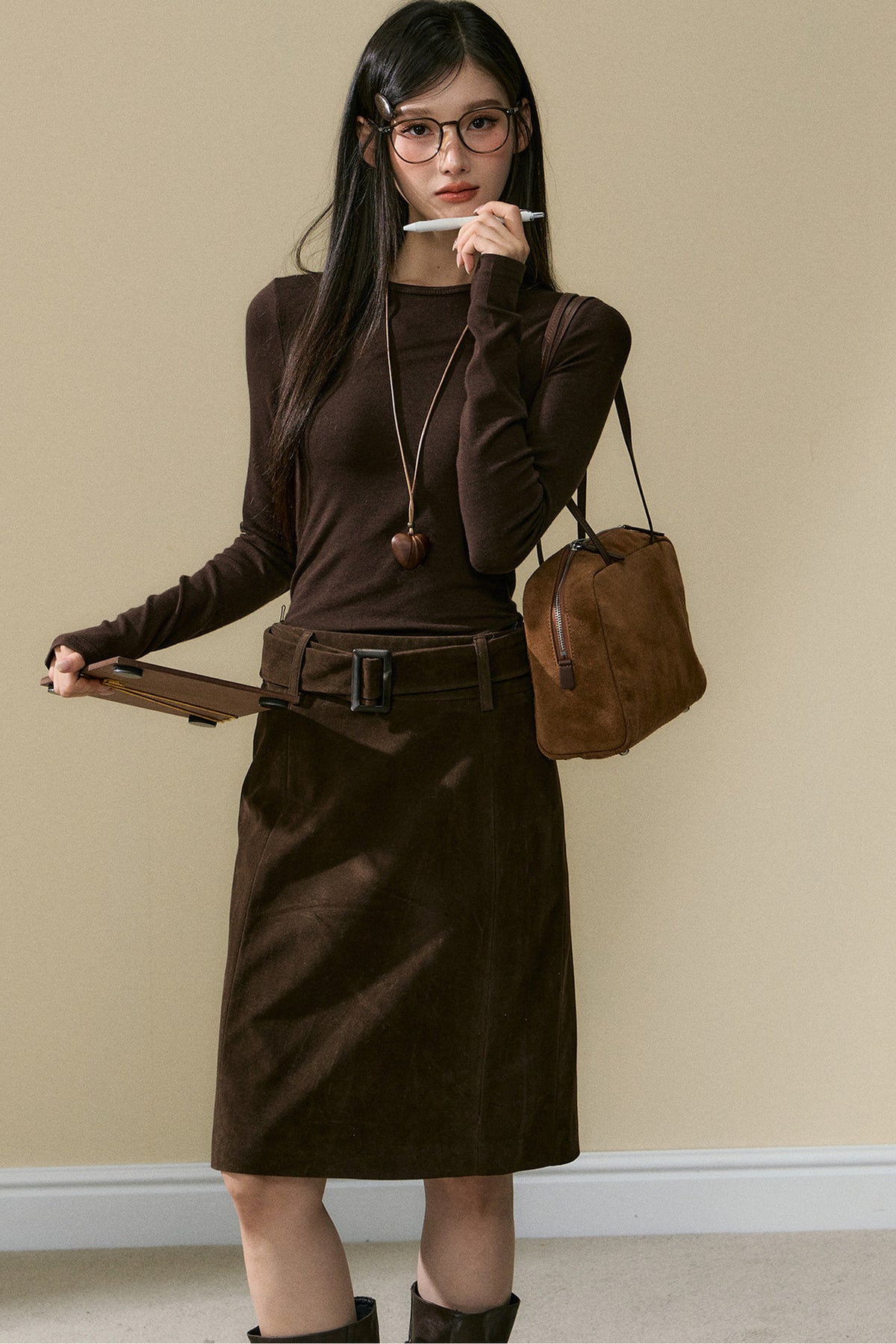Coffee Long Sleeve Knit Base Layer Top