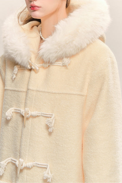 Mid-Length Hooded Wool Toggle Coat