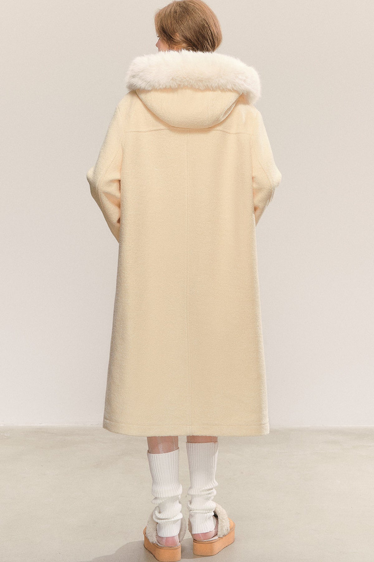 Mid-Length Hooded Wool Toggle Coat