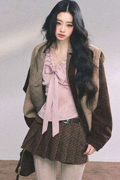 Lace Striped Autumn Blouse