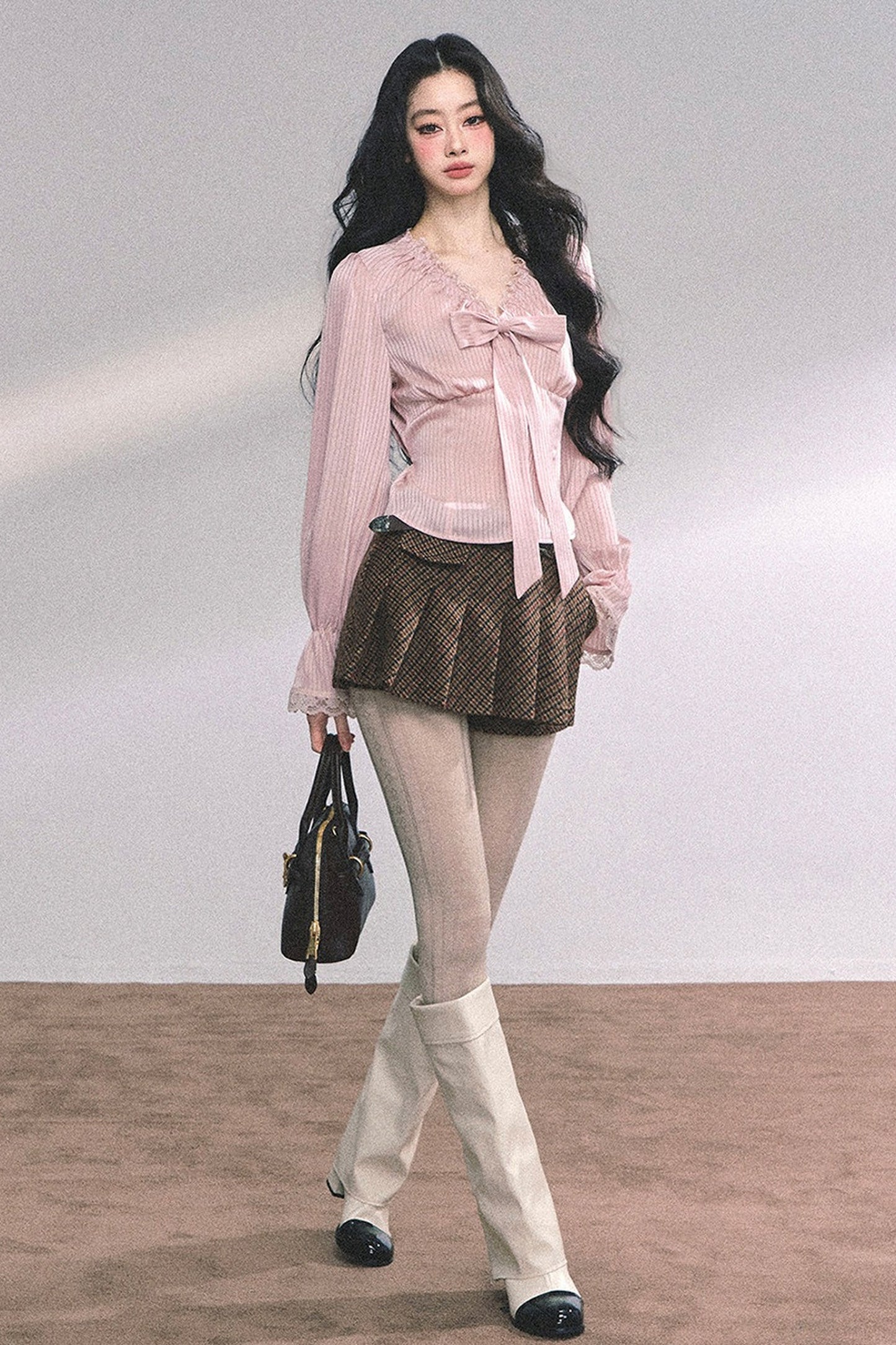 Lace Striped Autumn Blouse