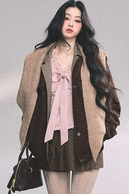 Lace Striped Autumn Blouse