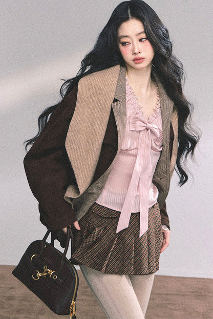 Lace Striped Autumn Blouse