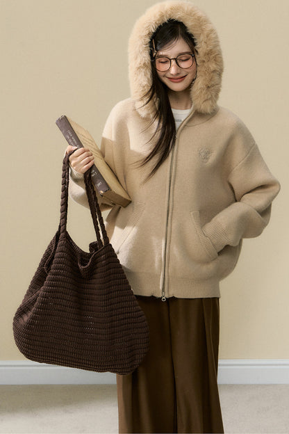 Gray Hooded Cardigan Jacket and Pants Set-Up