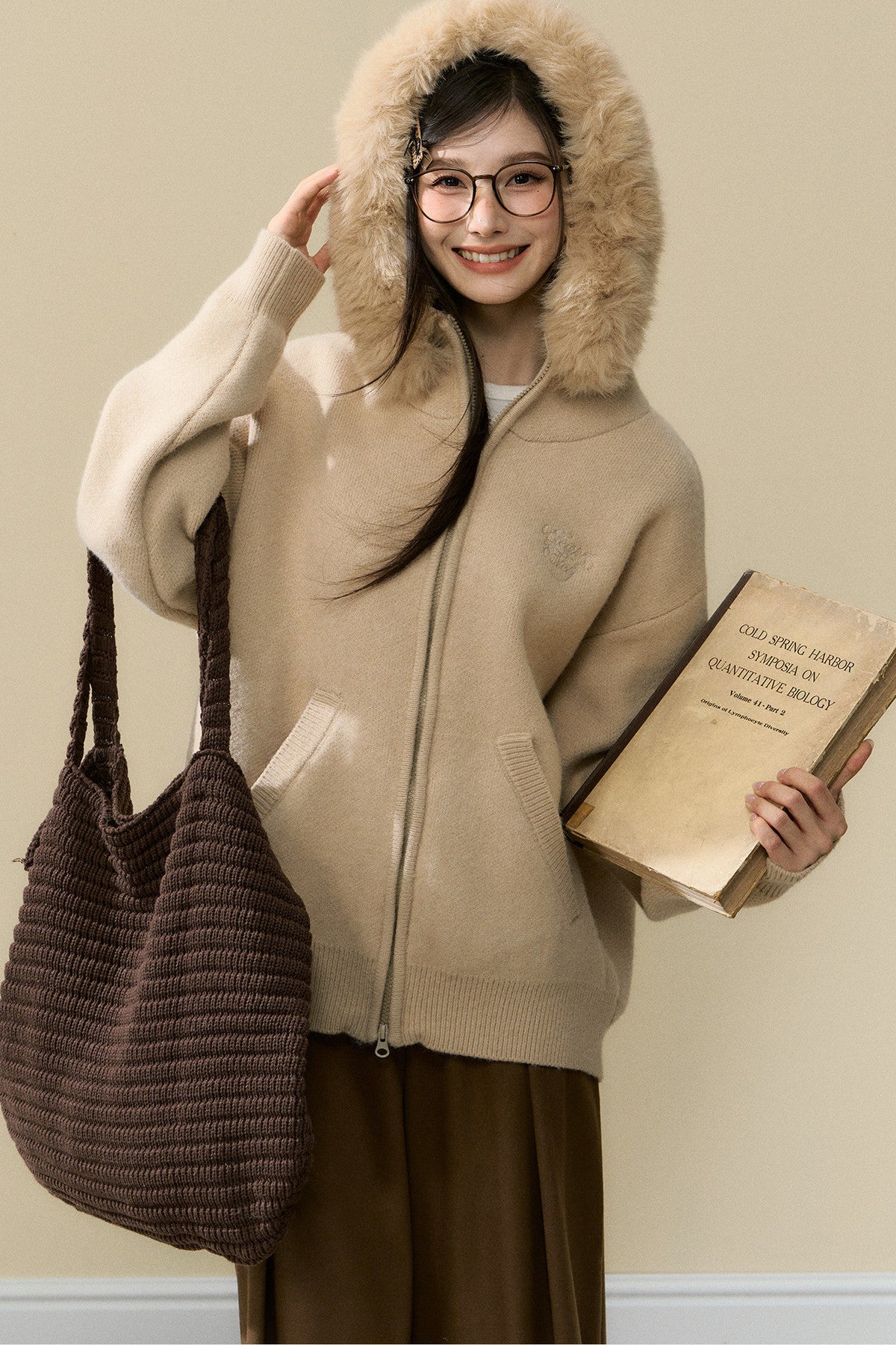 Gray Hooded Cardigan Jacket and Pants Set-Up