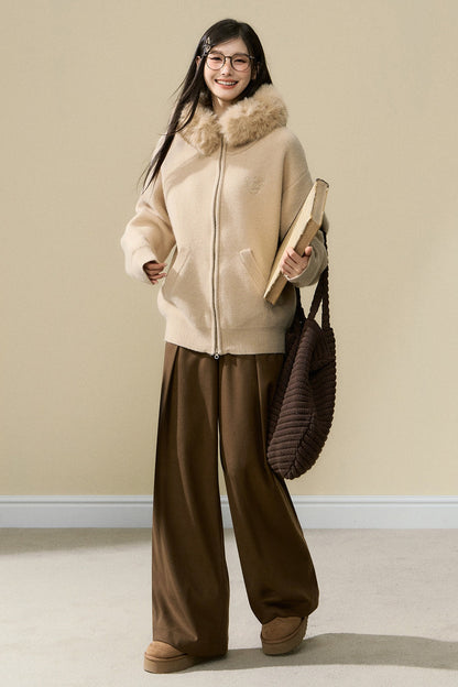 Gray Hooded Cardigan Jacket and Pants Set-Up