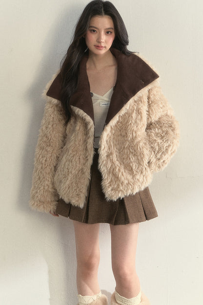 Chaqueta parka de borreguito sintético, mullida y cruzada