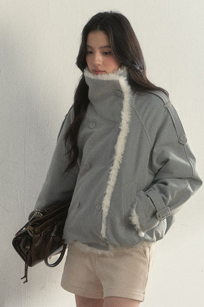 Chaqueta parka de borreguito sintético, mullida y cruzada