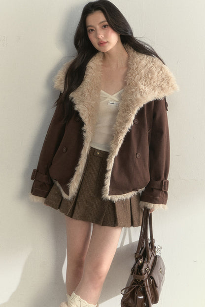 Chaqueta parka de borreguito sintético, mullida y cruzada