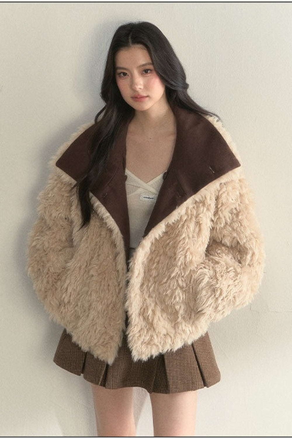 Chaqueta parka de borreguito sintético, mullida y cruzada