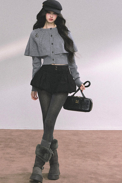 Knitted Cable Cape Sweater
