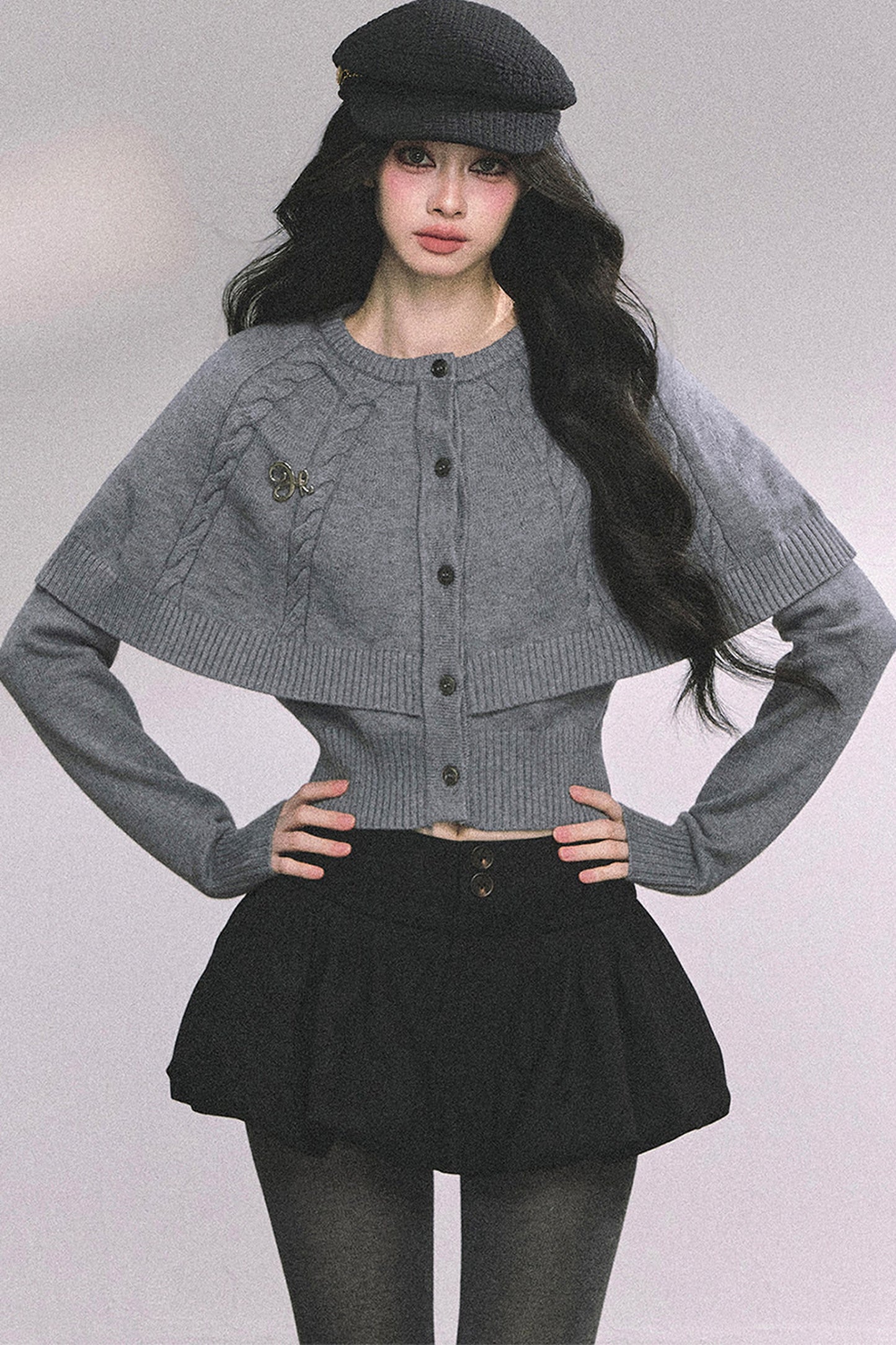 Knitted Cable Cape Sweater