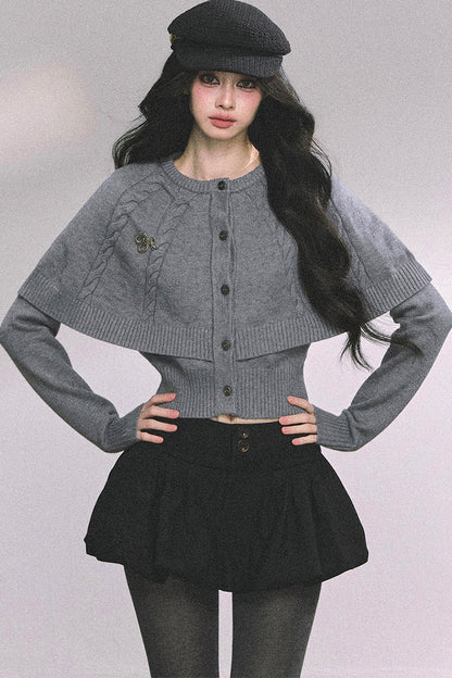 Knitted Cable Cape Sweater