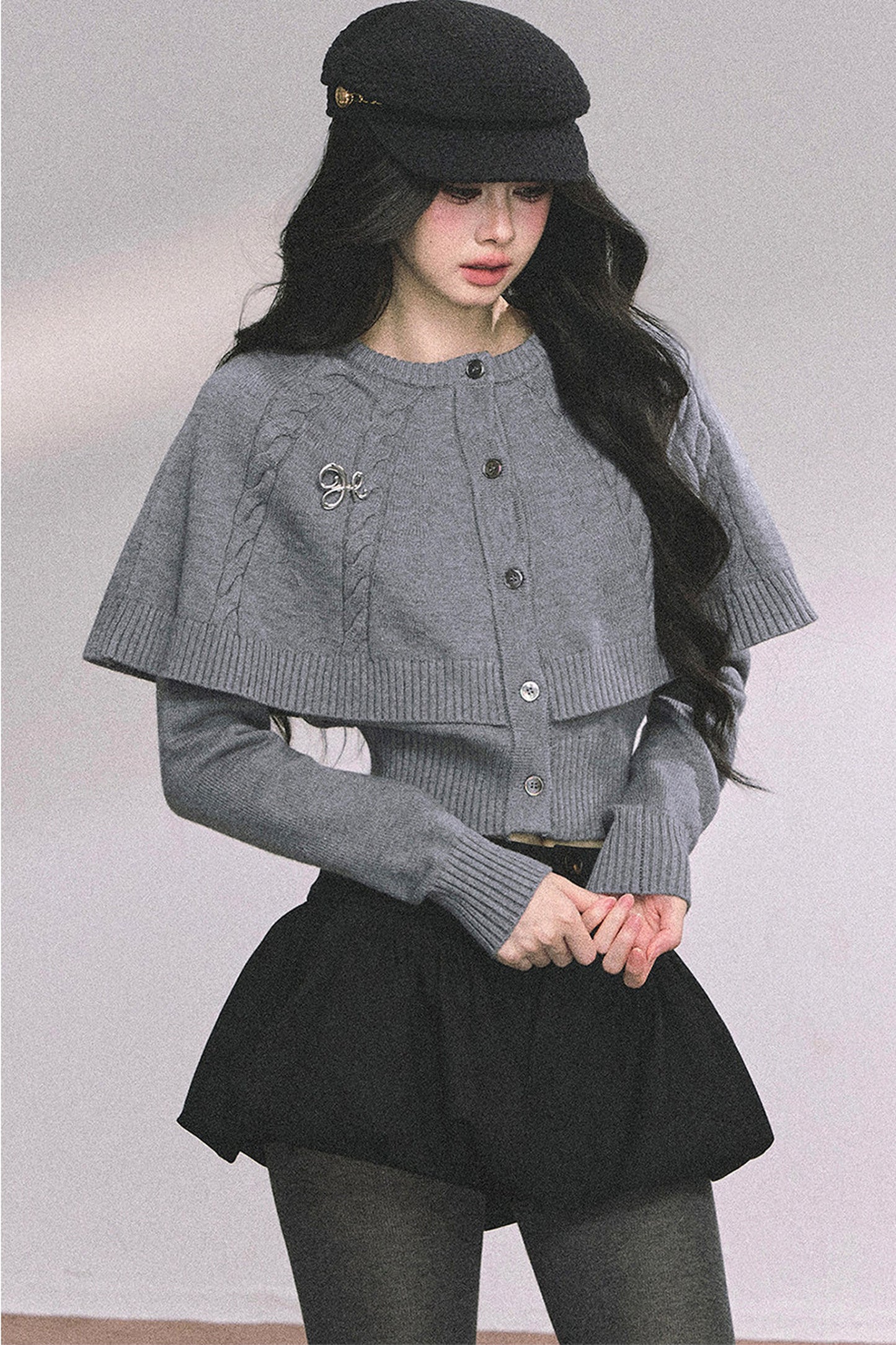 Knitted Cable Cape Sweater