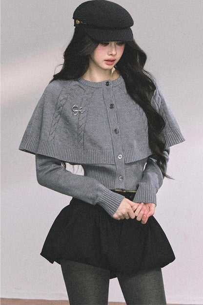Knitted Cable Cape Sweater