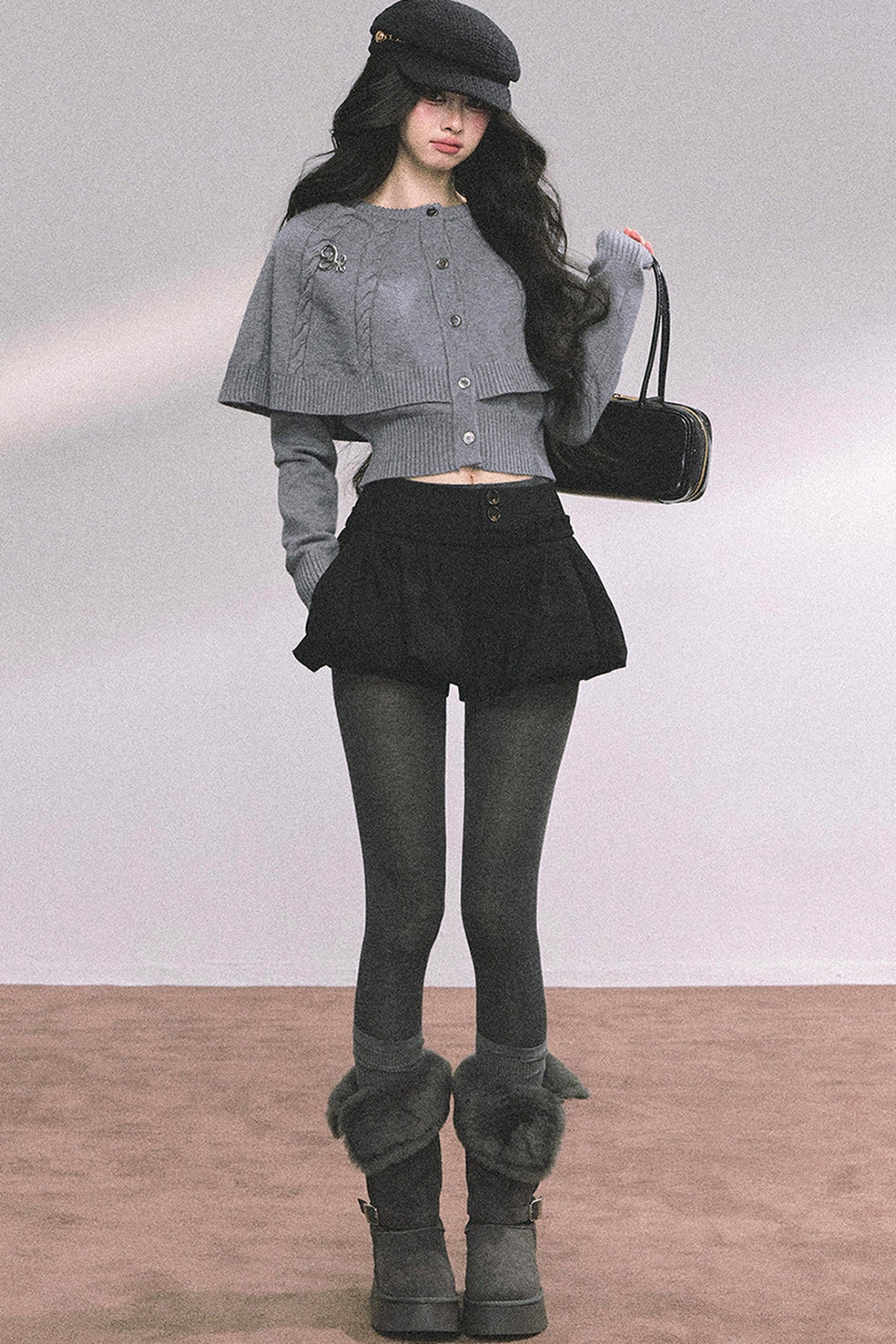 Knitted Cable Cape Sweater