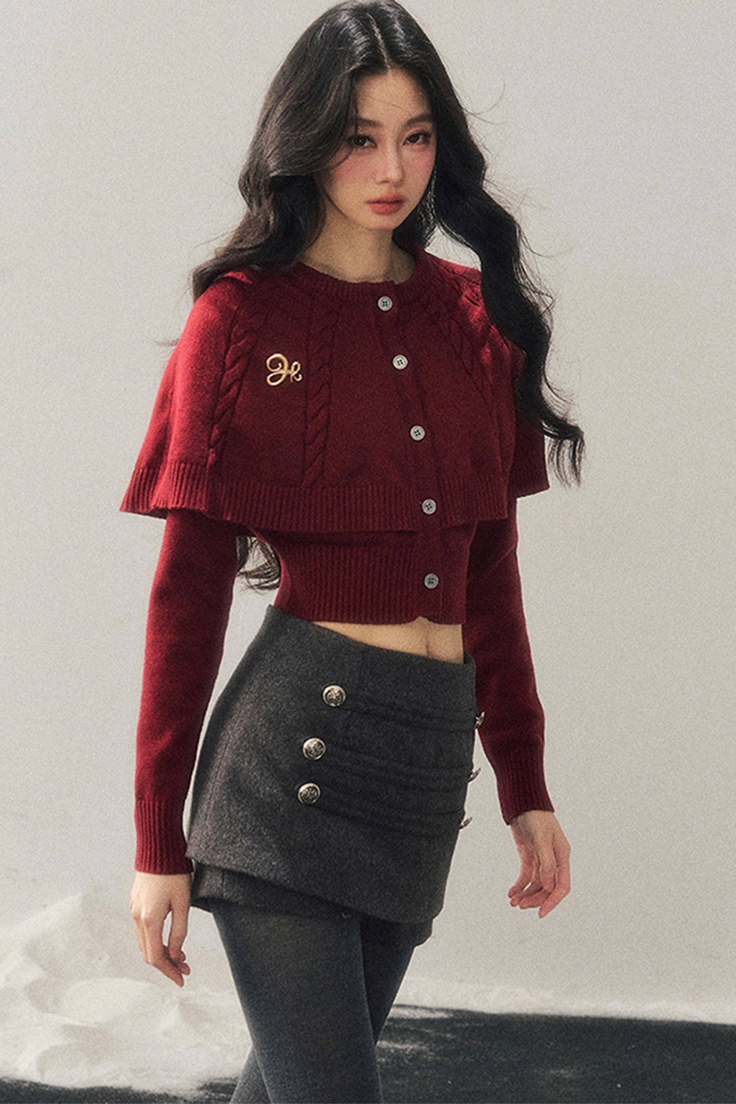 Knitted Cable Cape Sweater
