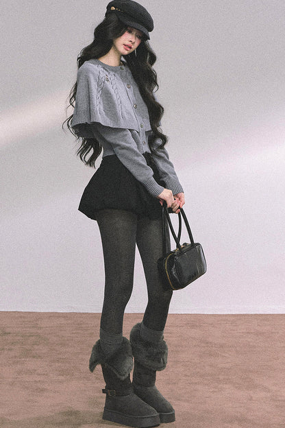 Knitted Cable Cape Sweater