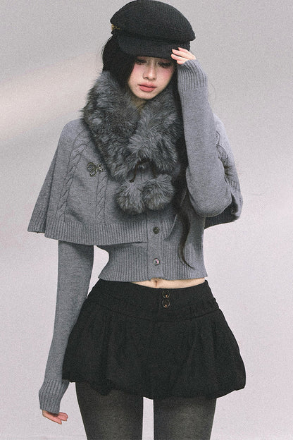 Knitted Cable Cape Sweater