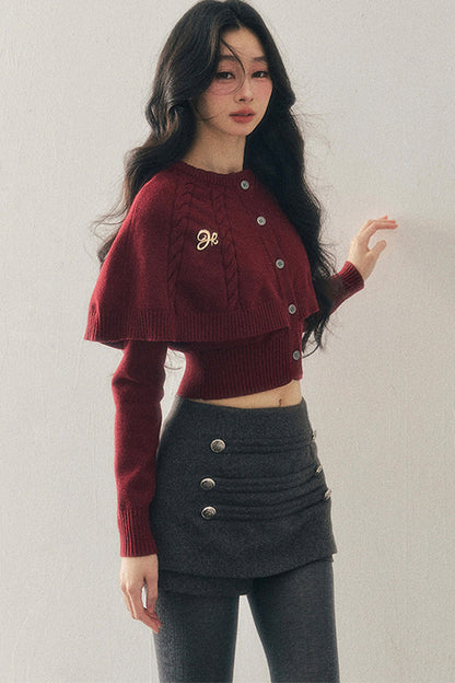 Knitted Cable Cape Sweater