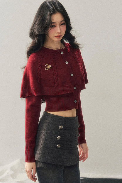 Knitted Cable Cape Sweater