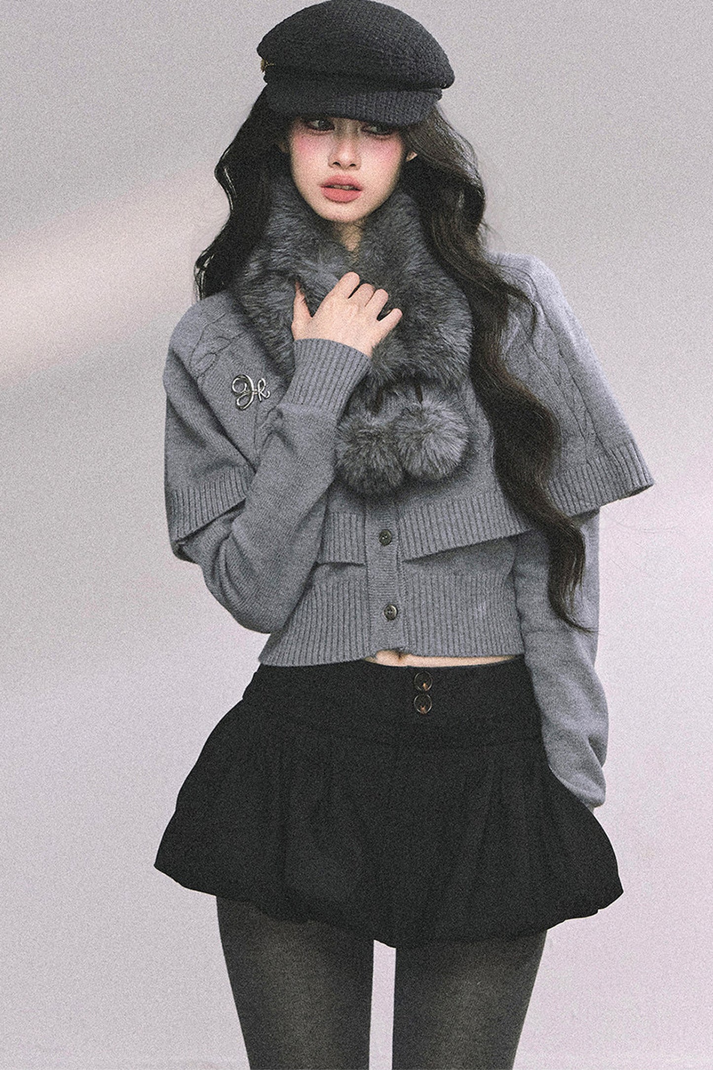 Knitted Cable Cape Sweater