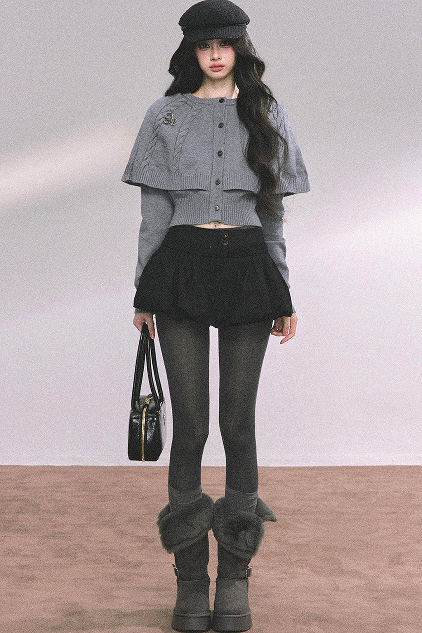Knitted Cable Cape Sweater