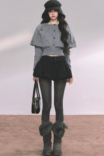 Knitted Cable Cape Sweater