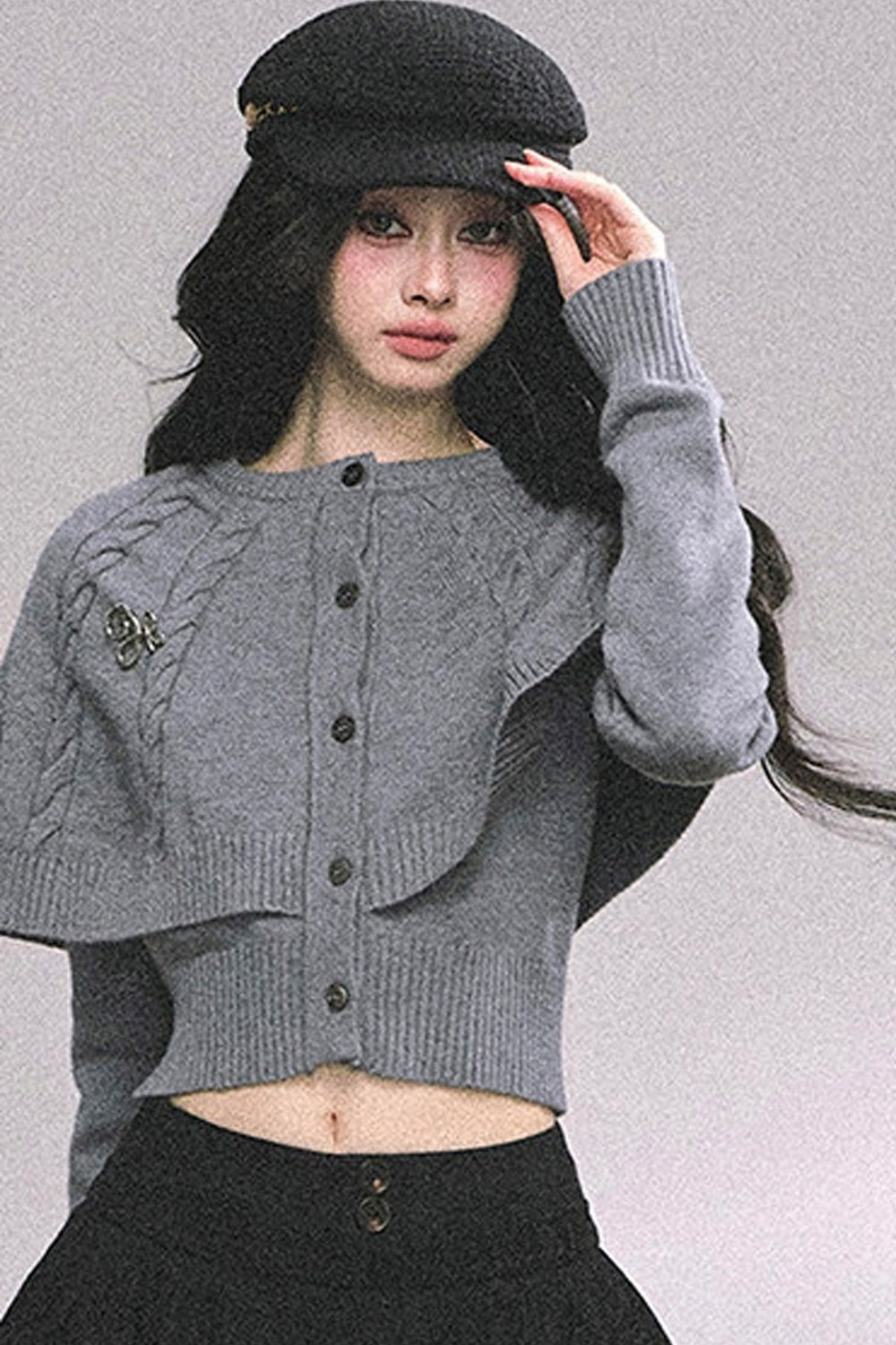 Knitted Cable Cape Sweater