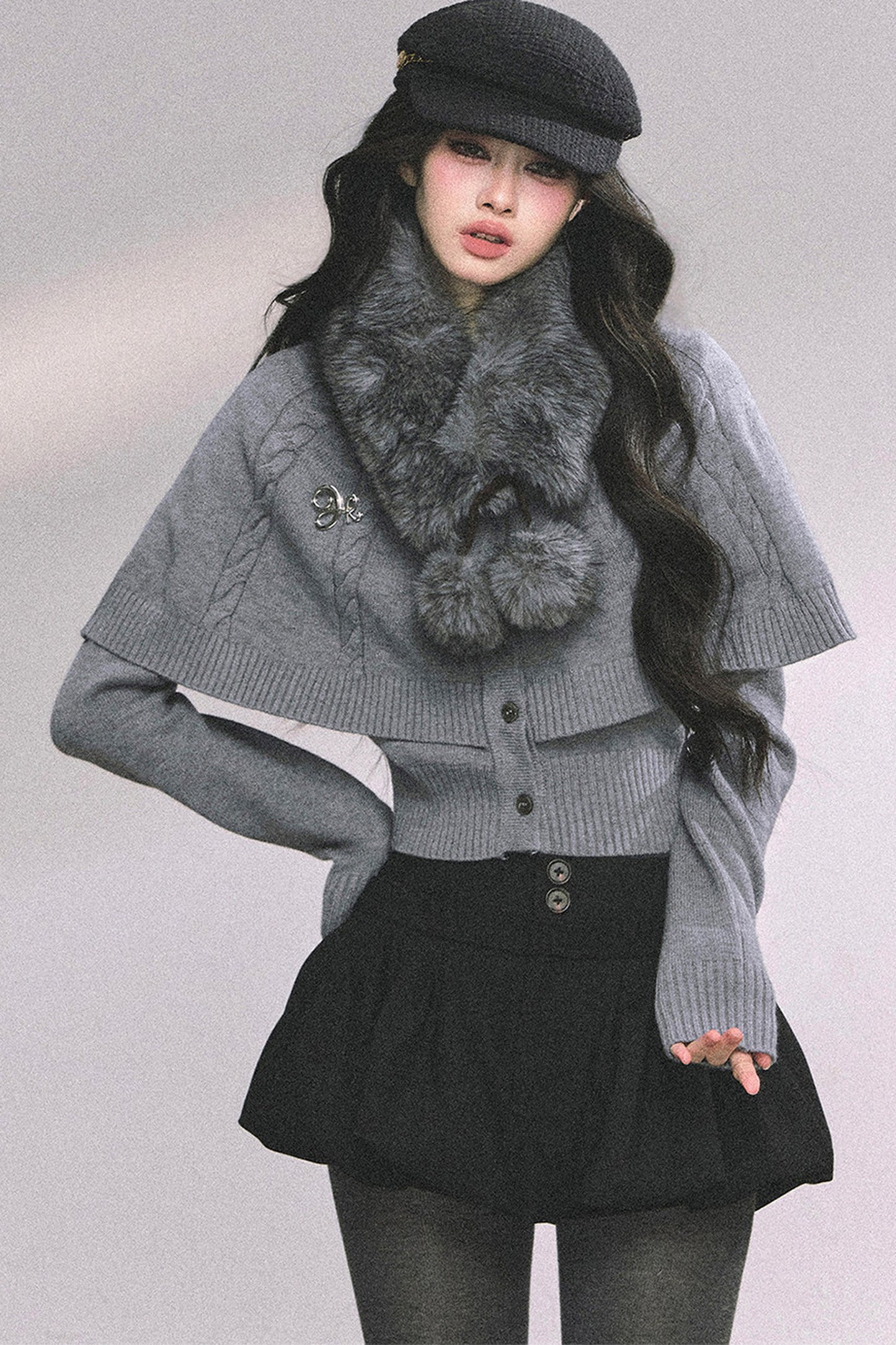 Knitted Cable Cape Sweater