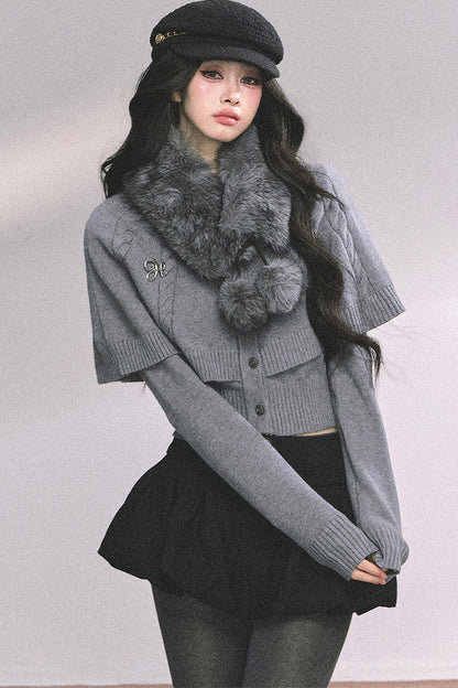 Knitted Cable Cape Sweater