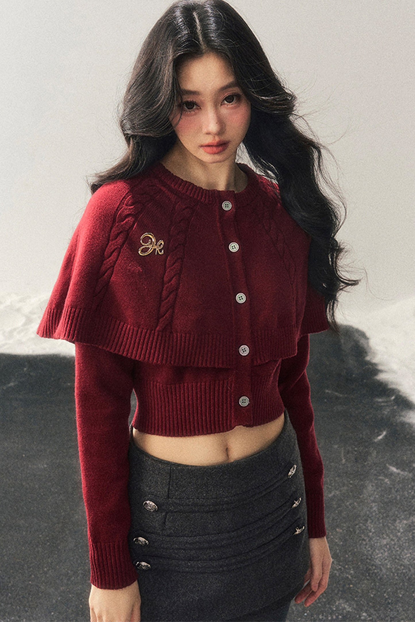 Knitted Cable Cape Sweater