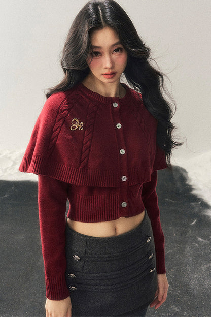 Knitted Cable Cape Sweater