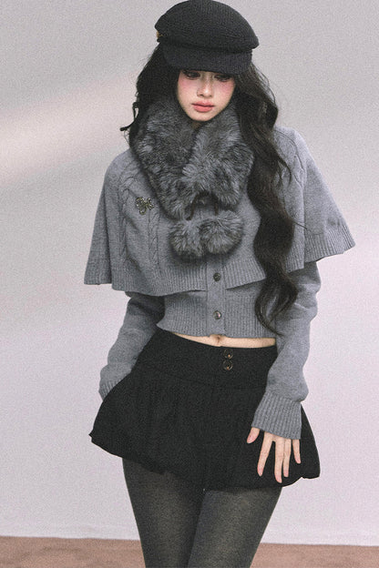 Knitted Cable Cape Sweater