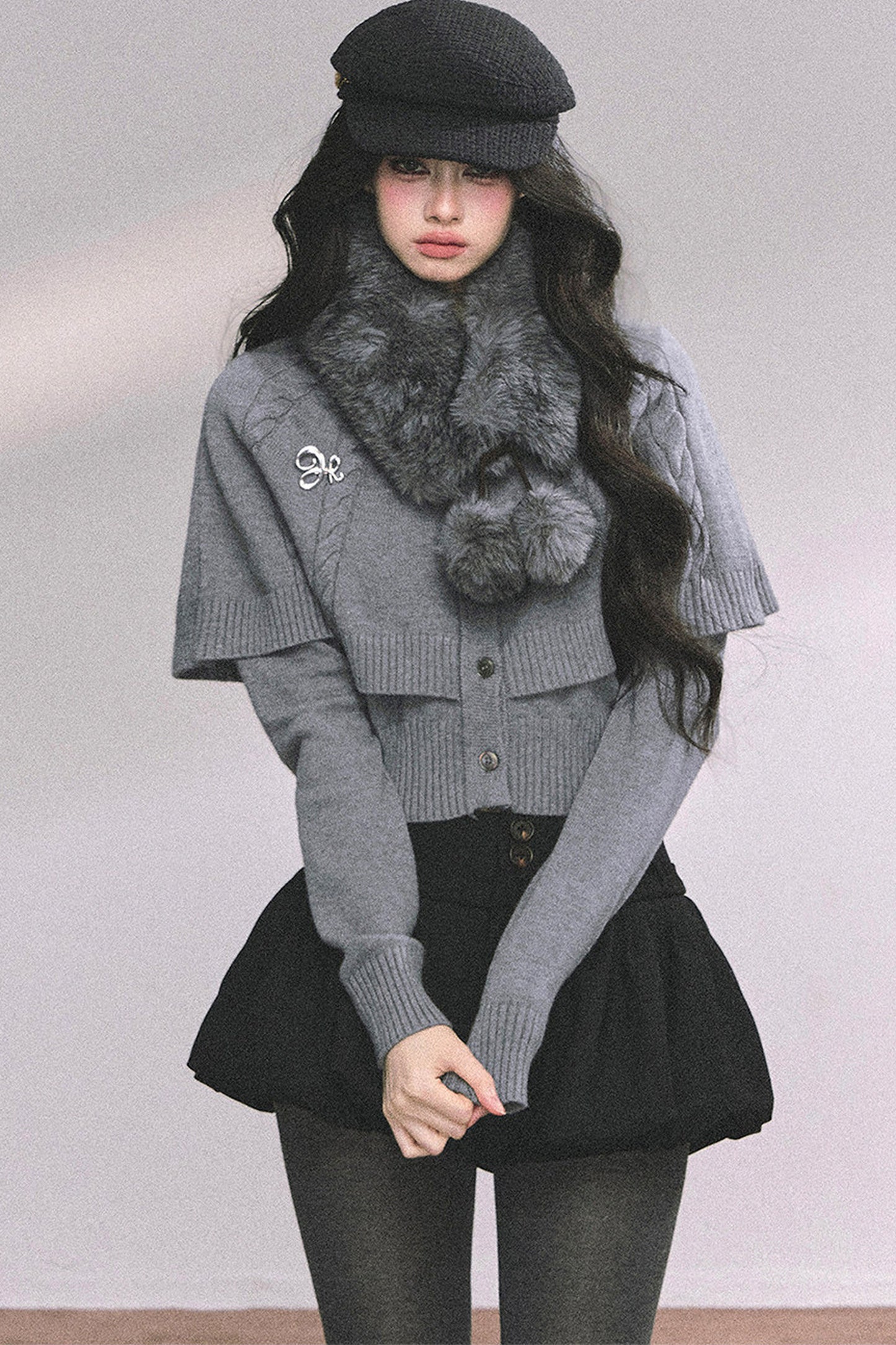 Knitted Cable Cape Sweater